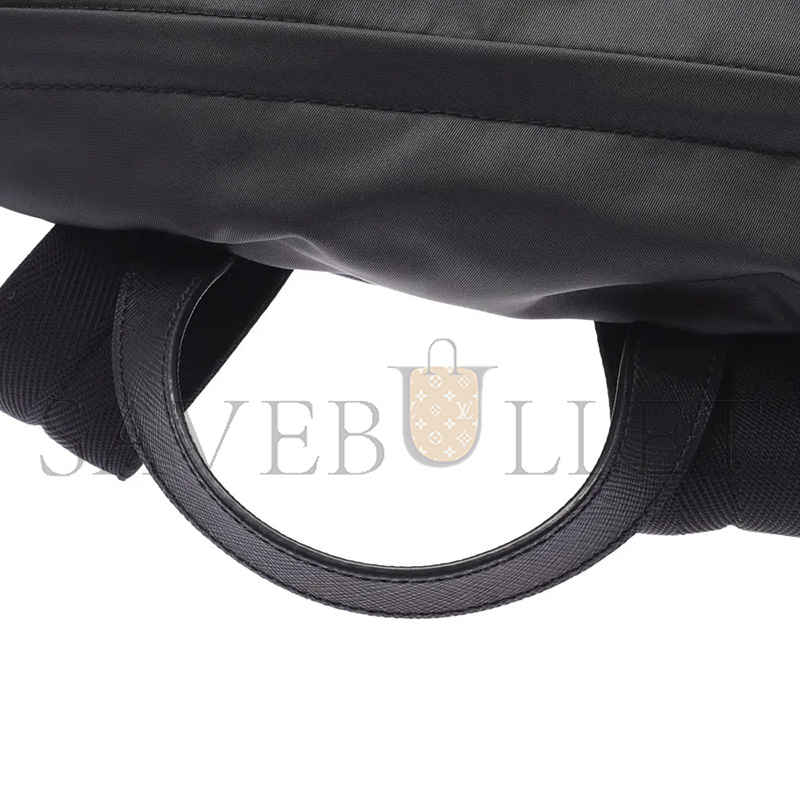 Pra*a gray silver hardware nylon rucksack daypack 2vg0135 (45*27*17cm)